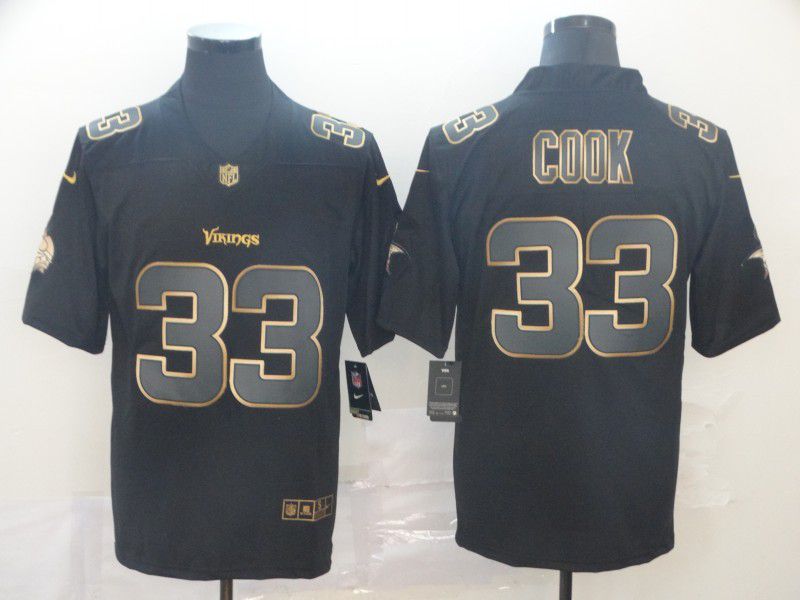 Men Minnesota Vikings #33 Cook Nike Vapor Limited Black Golden NFL Jerseys